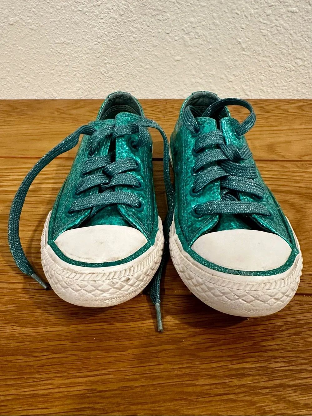 Converse Kids Metallic Teal Low-Top Sneakers